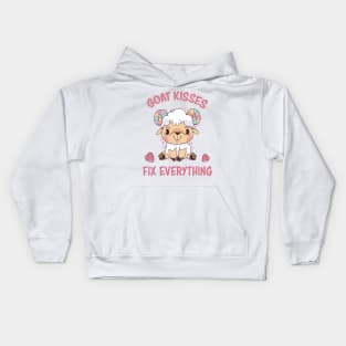 Spread Love and Laughter with Our Goat Kisses Fix Everything Kids Hoodie